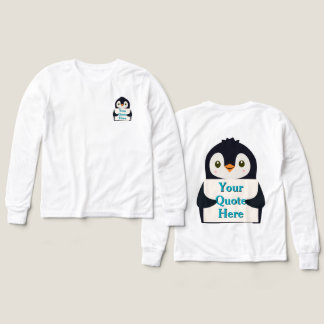 Happy penguin holding a sign to personalize Tri-Blend shirts