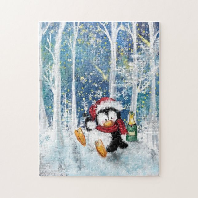 Happy Penguin - Merry Christmas - Cute - Jigsaw Puzzle (Vertical)