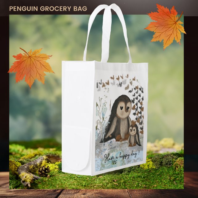 Happy Penguin Mom & baby Grocery Bag (Happy Penguin Grocery Bag)