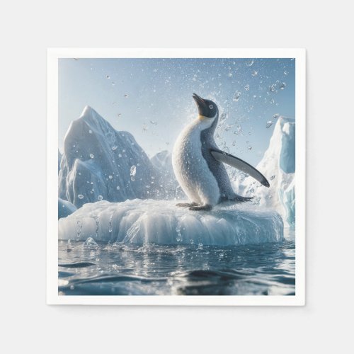 Happy Penguin On An Iceberg Napkins