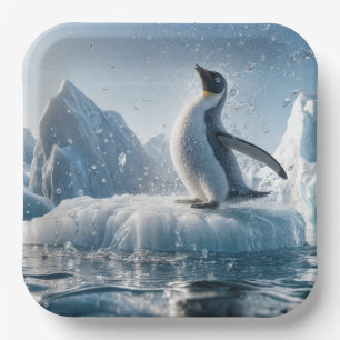 Happy Penguin On An Iceberg Paper Plates