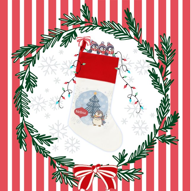 Happy Penguin Personalized Christmas Stocking (Creator Uploaded)