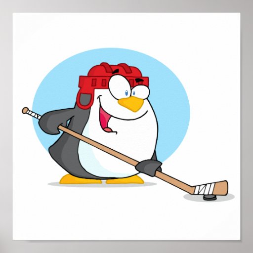 Happy-Penguin-Playing-Ice-Hockey Poster | Zazzle