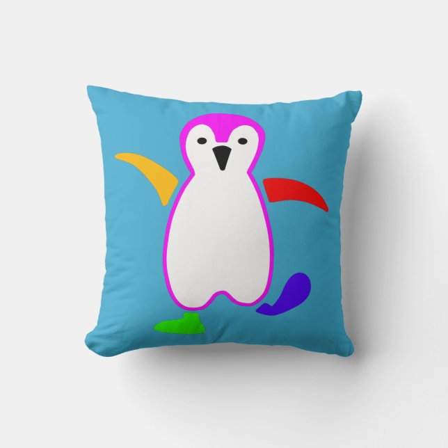 Happy Penguin Throw Pillow (Front)