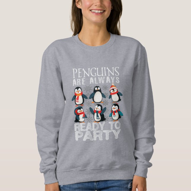 Happy penguins are always partying  Women's Sweate Sweatshirt (Front)