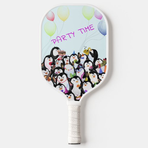 Happy Penguins Birthday Party Pickleball Paddle