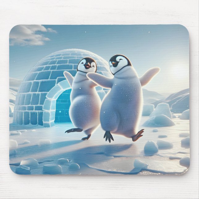 Happy Penguins Dancing Mouse Pad (Front)