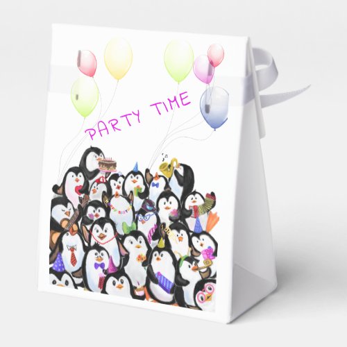 Happy Penguins Party Cartoon Drawing _ Cute Funny  Favor Boxes