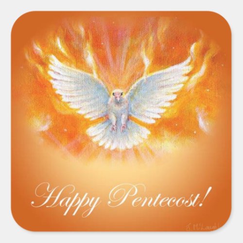 Happy Pentecost by Jenny McLaughlin Square Sticker