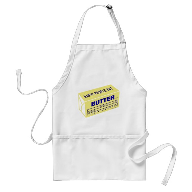 Happy People Eat Butter (Blue) Adult Apron (Front)