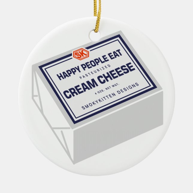 Happy People Eat Cream Cheese Ceramic Ornament (Front)
