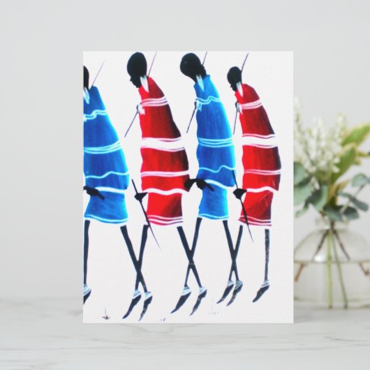 Happy People Maasai Warriors Walking Art Print (Standing Front)