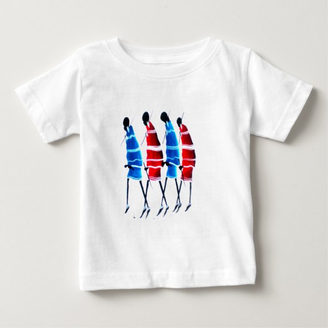 Happy People Maasai Warriors Walking Art Print Baby T-Shirt (Front)