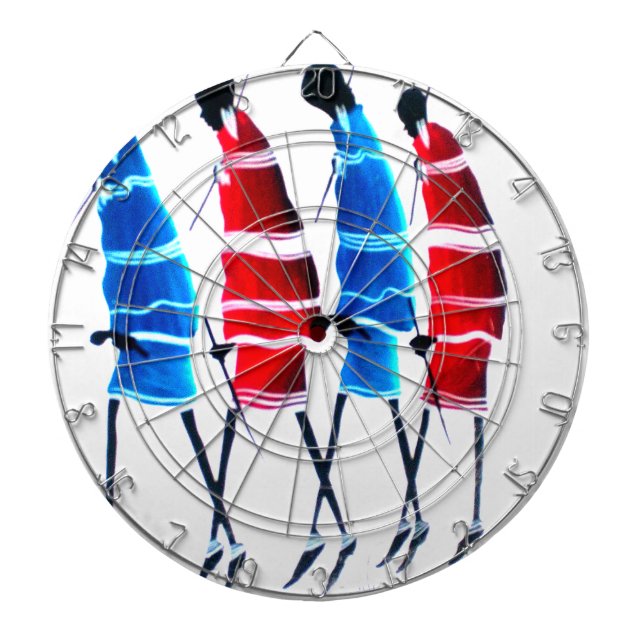 Happy People Maasai Warriors Walking Art Print Dart Board (Front)