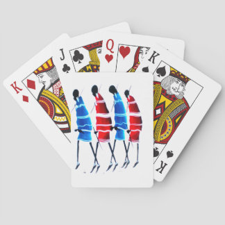 Happy People Maasai Warriors Walking Art Print Poker Cards