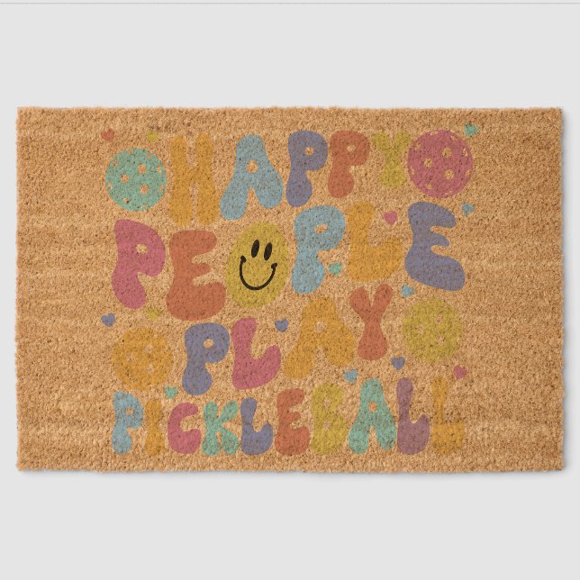 Happy People Play Pickleball Fiber Doormat (Front)