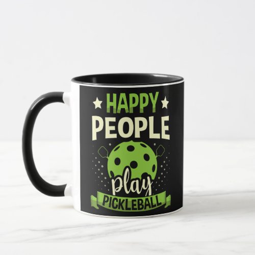 Happy people play pickleball for a Pickleball Mug