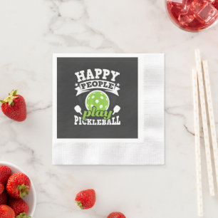 Happy People Play Pickleball - Paddleball Player Napkins
