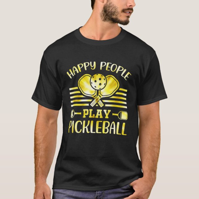 Happy People Play Pickleball Tie Dye Pickleball Di T-Shirt (Front)