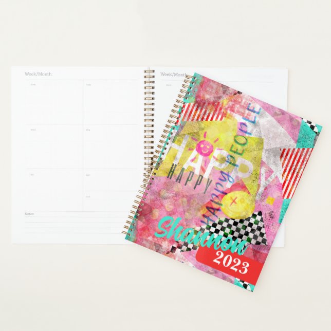 Happy people stunning colorful collage planner (Display)