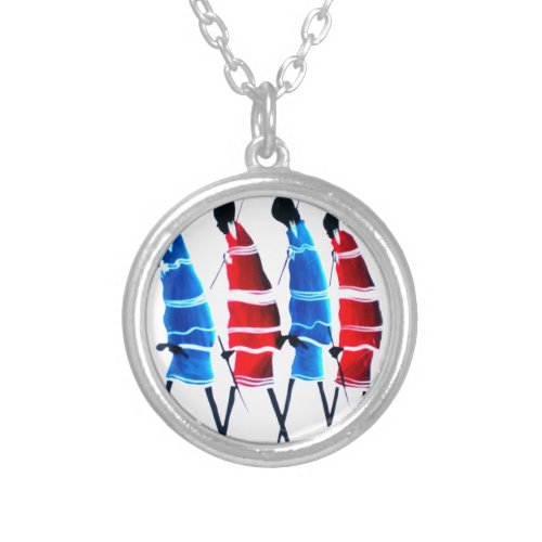 Happy People Vibrant Maasai Elegance walking tall Silver Plated Necklace