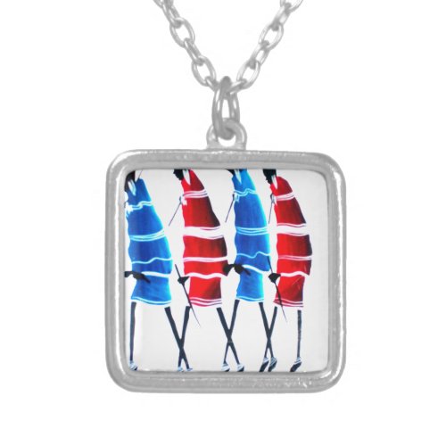 Happy People Vibrant Maasai Elegance walking tall Silver Plated Necklace