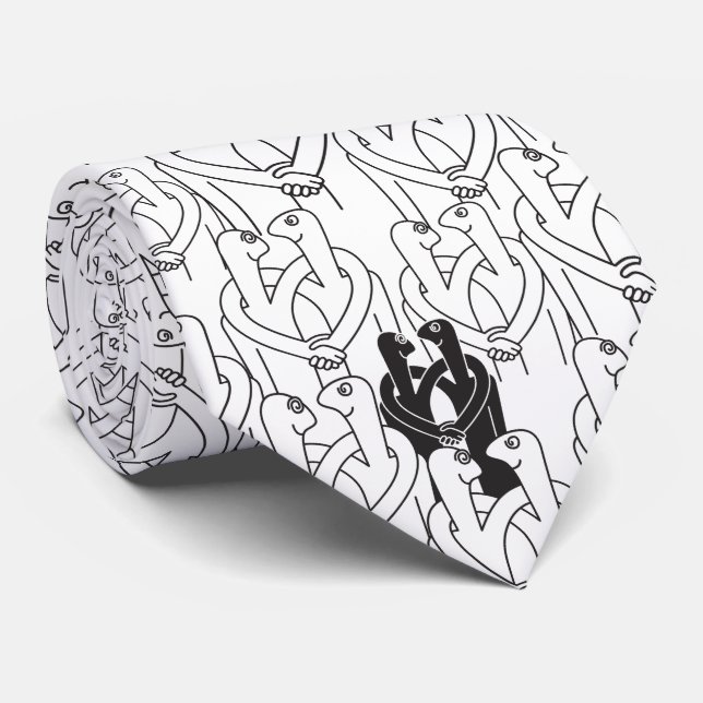 Happy people (white pattern) neck tie (Rolled)