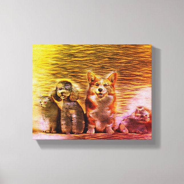 Happy Pet Artwork Canvas Print (Front)