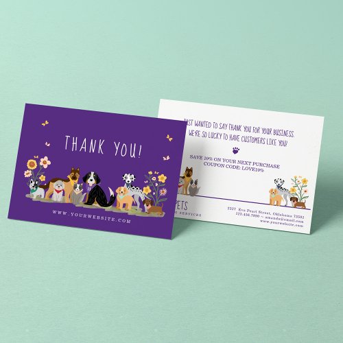 Happy Pet Family Pet Care Grooming Thank You Postcard