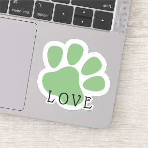 Happy Pet Paw Love Green Sticker