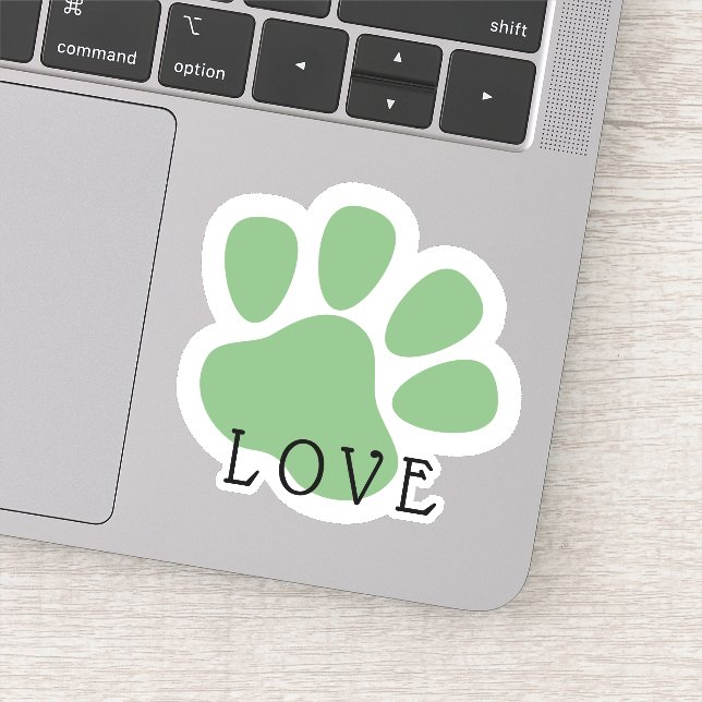 Happy Pet Paw Love Green Sticker (Detail)