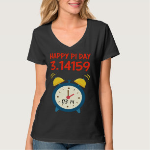 Happy Pi Day 3 14159 Vintage Cute Alarm Clock Ring T-Shirt