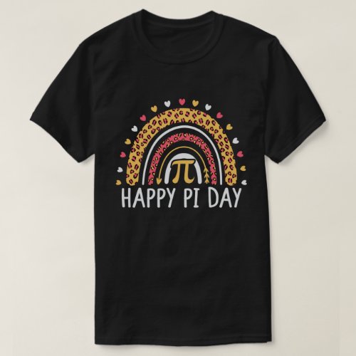 Happy Pi Day 314 Leopard Rainbow Math Teacher T_Shirt