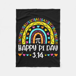 Happy Pi Day 3.14 Number Rainbow Math Geek Teacher Fleece Blanket