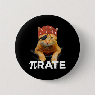 Happy Pi Day 3.14 Pi Symbol Cat Pirate Button