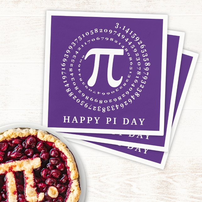 Happy Pi Day 3.14 Spiral Number Purple Napkins (Creator Uploaded)