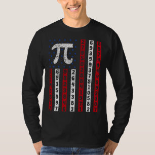 Happy Pi Day American Flag Kids Math Teacher Stude T-Shirt