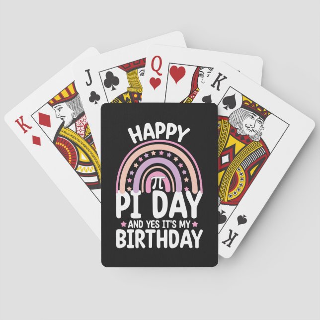 Happy Pi Day And Yes It's My Birthday Math Rainbow Poker Cards (Back)