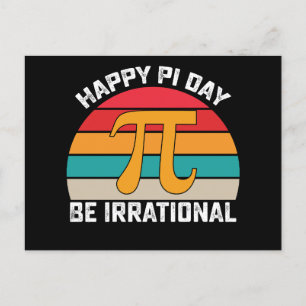 Happy Pi Day Be Irrational Funny Math Vintage Postcard