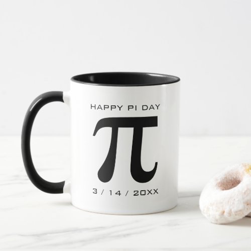 Happy Pi Day Black and White Mug