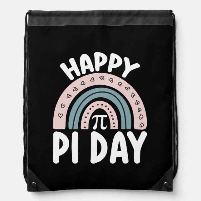 Happy Pi Day Boho Rainbow Math Mathematic Drawstring Bag (Front)