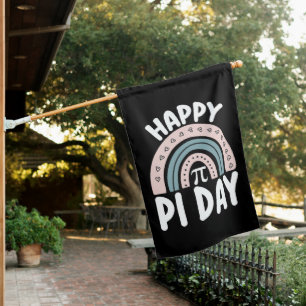 Happy Pi Day Boho Rainbow Math Mathematic House Flag