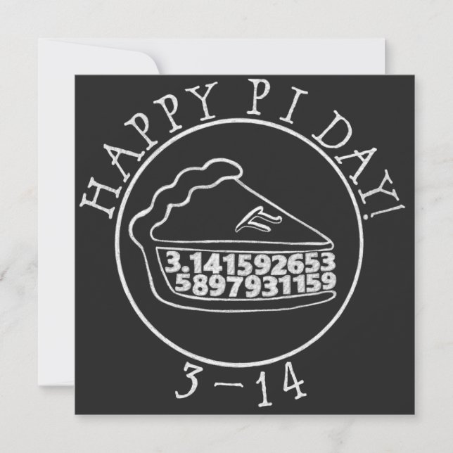 Happy Pi day chalkboard pie square card (Front)
