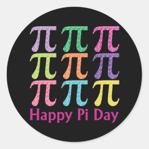 Happy Pi Day Colorful Tiles.png Classic Round Sticker