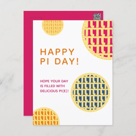 "happy Pi Day!" Delicious Pi(e) | Pink Pi Day Post Postcard
