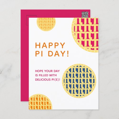 Happy Pi Day Delicious Pie  Pink Pi Day Post Postcard