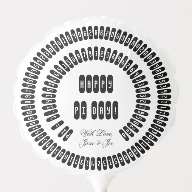 Happy Pi Day Digits Black Numbers Add Name Balloon (Front)
