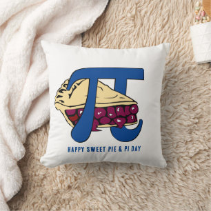 HAPPY PI DAY Fun Sweet Cherry Pie Throw Pillow