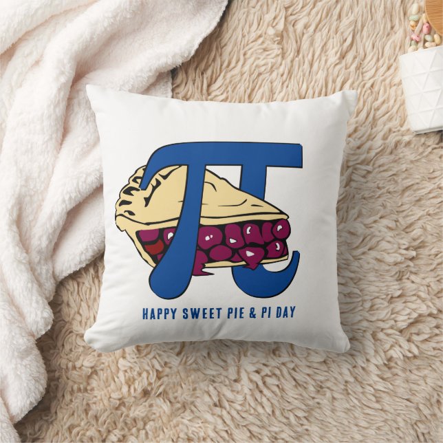 HAPPY PI DAY Fun Sweet Cherry Pie Throw Pillow (Blanket)