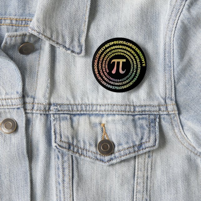 Happy Pi Day Funny School Math Spiral Text Button (In Situ)